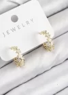 Pirinç Zirkon Taşlı Yıldız Model Gold Renk Kadın Küpe