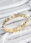 Pirinç Zirkon Taşlı Yıldız Model Gold Renk Lastikli Kadın Bileklik
