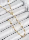 Pirinç Zirkon Taşlı Yıldız Model Gold Renk Y Kolye