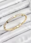 Pirinç Zirkon Taşlı Yıldız Model Gold Renk Yaylı Kadın Bileklik