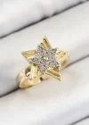 Pirinç Zirkon Taşlı Yıldız Model Gold Ve Gümüş Renk Kadın Yüzük