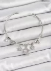 Pirinç Zirkon Taşlı Yıldız Model Gümüş Renk Charm Bileklik
