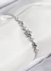Pirinç Zirkon Taşlı Yıldız Model Gümüş Renk Kadın Bileklik