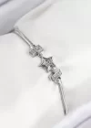 Pirinç Zirkon Taşlı Yıldız Model Gümüş Renk Kadın Bileklik