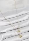 Pirinç Zirkon Taşlı Yıldız Ve Ay Model Gold Renk Kadın Kolye