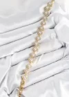 Pirinç Zirkon Taşlı Yonca Baget Model Gold Renk VIP Seri Kadın Bileklik