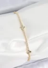 Pirinç Zirkon Taşlı Yonca Model Gold Renk Kadın Bilekilk