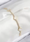 Pirinç Zirkon Taşlı Yonca Model Gold Renk Kadın Bileklik