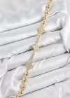 Pirinç Zirkon Taşlı Yonca Model Gold Renk Kadın Bileklik