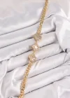 Pirinç Zirkon Taşlı Yonca Model Gold Renk Kadın Bileklik