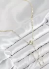 Pirinç Zirkon Taşlı Yonca Model Gold Renk Kadın Y Kolye