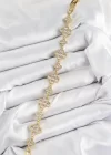 Pirinç Zirkon Taşlı Yonca Model Gold Renk VIP Seri Kadın Bileklik