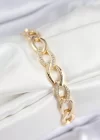 Pirinç Zirkon Taşlı Zincir Model Gold Renk Kadın Bileklik
