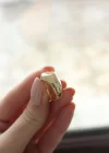 Punta Zirkon Taşlı Gold Kaplama Kadın Yüzük