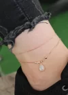 Rose Gold Renk Zirkon Damla Taşlı Halhal