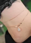 Rose Gold Renk Zirkon Damla Taşlı Halhal