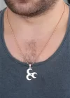 Rose Renk Metal 3 Hilal Figürlü Erkek Kolye