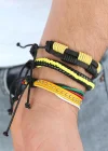 Sarı Renk Zımbalı Deri Erkek Bileklik Kombini