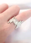 Silver Renk Tırtıklı Kalın Baget Taş Tasarım Ayarlanabilir Yüzük