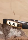 Siyah Silikon Sarı Renk Çelik Aksesuar Kuru Kafa Detaylı Erkek Bileklik