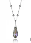 Swarovski Crystal Taşlı Ametist Top Zincir Gümüş Kadın Kolye
