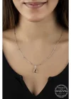 Swarovski Crystal Taşlı Ametist Top Zincir Gümüş Kadın Kolye