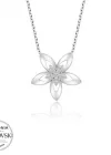 Swarovski Taşlı Gümüş Çiçek Bayan Kolye