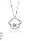 Swarovski Taşlı Gümüş Gezegen Bayan Kolye
