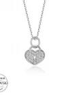 Swarovski Taşlı Gümüş Kalp Kiliti Bayan Kolye