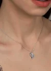 Swarovski Taşlı Gümüş Kalp Tektaş Bayan Kolye