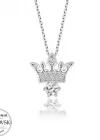 Swarovski Taşlı Gümüş Kral Tacı Bayan Kolye