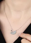 Swarovski Taşlı Gümüş Kuğu Bayan Kolye