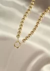 Trend Altın Renk Boncuklu Tasarım Çelik Kadın Kolye