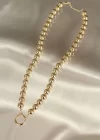 Trend Altın Renk Boncuklu Tasarım Çelik Kadın Kolye