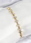 VIP Pirinç Zirkon Taşlı Damla Çit Model Gold Renk Kadın Bileklik