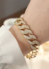Vip Seri Pirinç Ortası Zirkon Taşlı Gold Renk Gurmet Bileklik