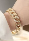 Vip Seri Pirinç Zirkon Taşlı Gold Renk Gurmet Bileklik