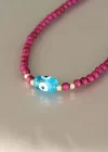 Vişne Rengi Tahta Boncuklu Kadın Kolye