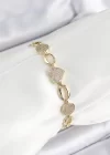 Xuping Pirinç Kalp ve Daire Model Gold Renk Kadın Bileklik