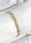 Xuping Pirinç Sıralı Kalp Model Gold Renk Kadın Bileklik