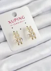 Xuping Zirkon Taşlı Sıralı Damla Model Gold Renk Kadın Küpe