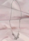 Yeni Sezon Biteme Yazılı Gümüş Renk Sallantılı Kadın Kolye