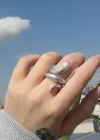 Yılan Figürlü Metal Ayarlamalı Antik Yüzük