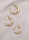 Yılan Tasarımlı Halka Model Gold Metal Küpe Seti