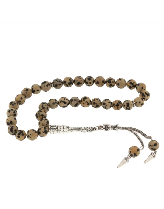 ​Doğaltaş Metal Püsküllü Dalmaçyalı Jasper Taşı Tesbih