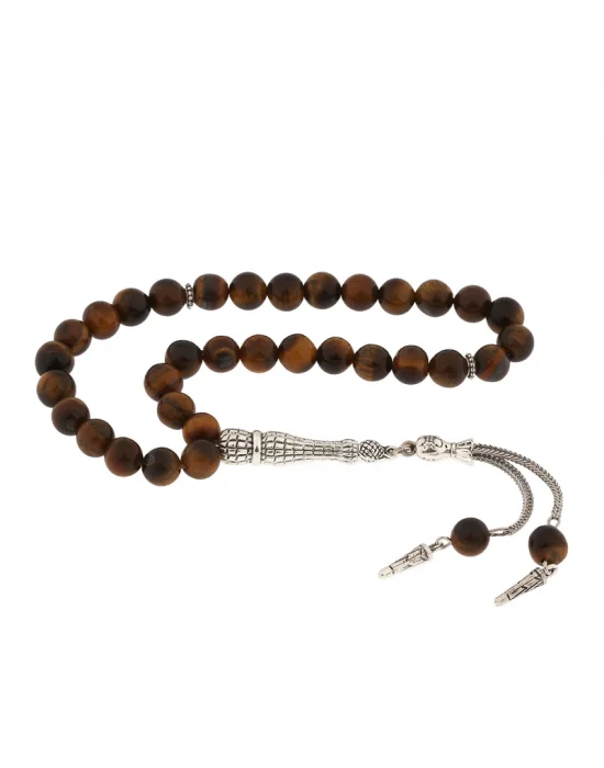 ​Doğaltaş Metal Püsküllü Kaplangözü Taşı Tesbih