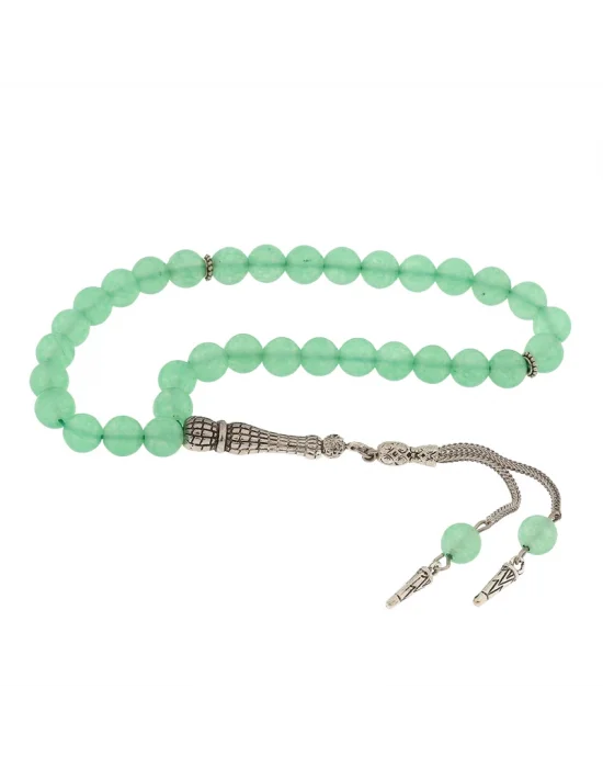 ​Doğaltaş Metal Püsküllü Yeşim Taşı Tesbih