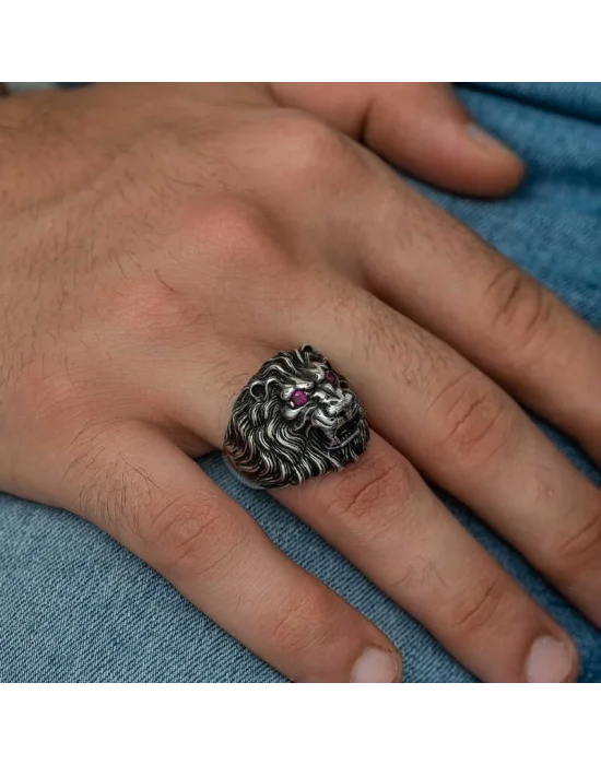 ​Gümüş Aslan Kafası Erkek Yüzük