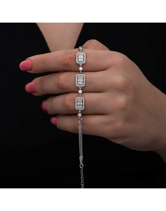 ​Gümüş Baget Taşlı Kadın Bileklik