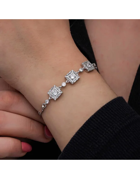​Gümüş Baget Taşlı Kadın Bileklik
